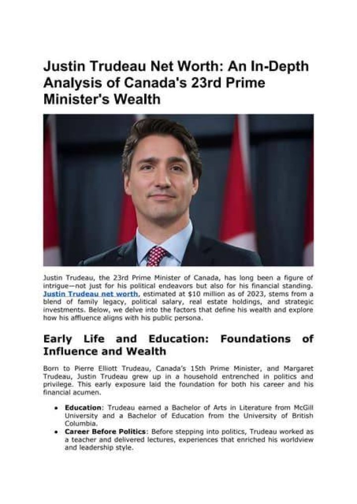 Trudeau Net Worth Before Prime Minister: An In-Depth Analysis