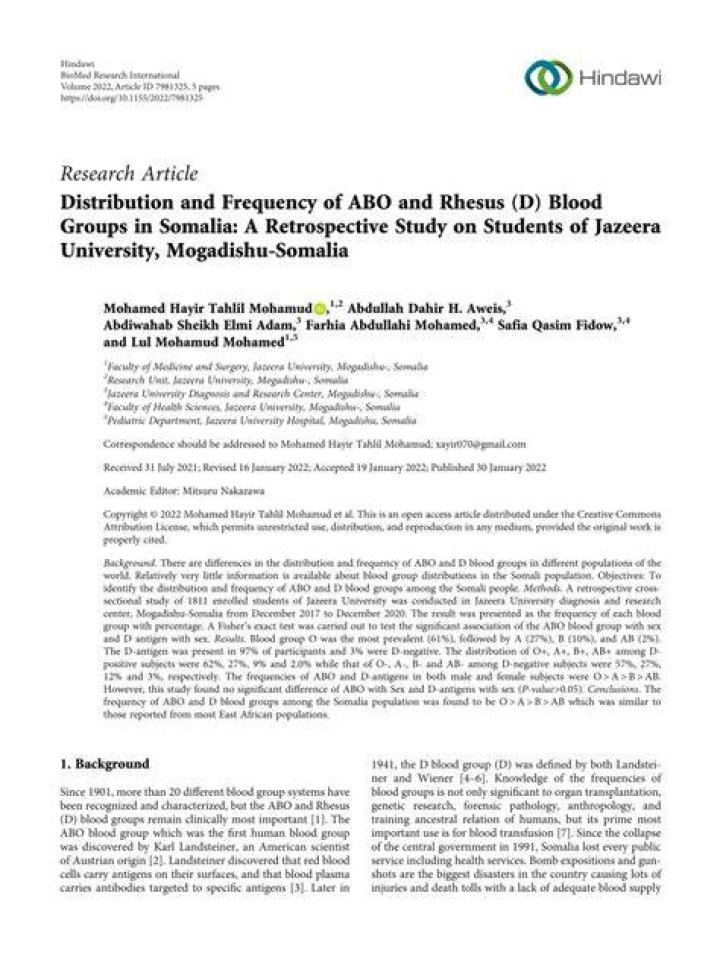 What is the Blood Type of Somali People? Unveiling the ABO Distribution in Somalia